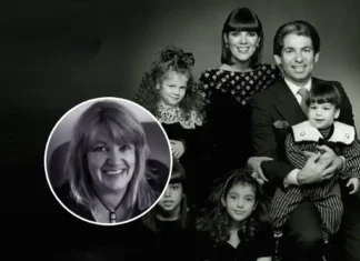 Jan Ashley inset photo alongside vintage Kardashian family portrait with Robert Kardashian Sr. and children from the 1990s