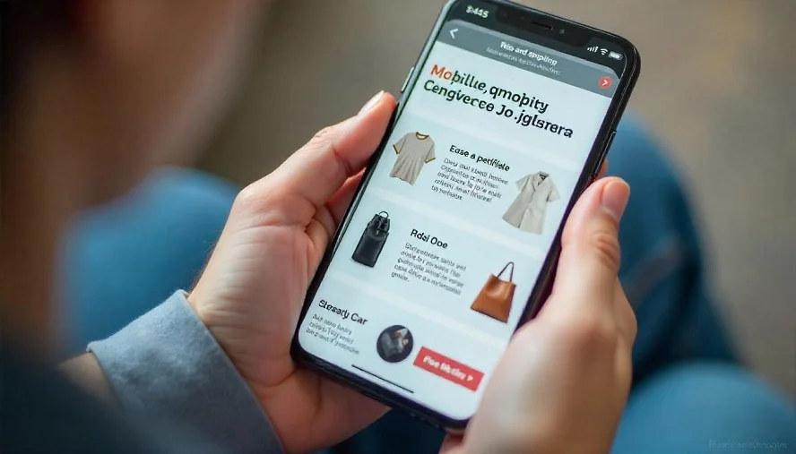 A person browsing a mobile-friendly online store with optimized design and payment options.