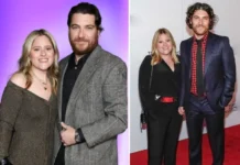 Daniella Liben and Adam Pally at red carpet events - side-by-side photos showing the couple in formal attire