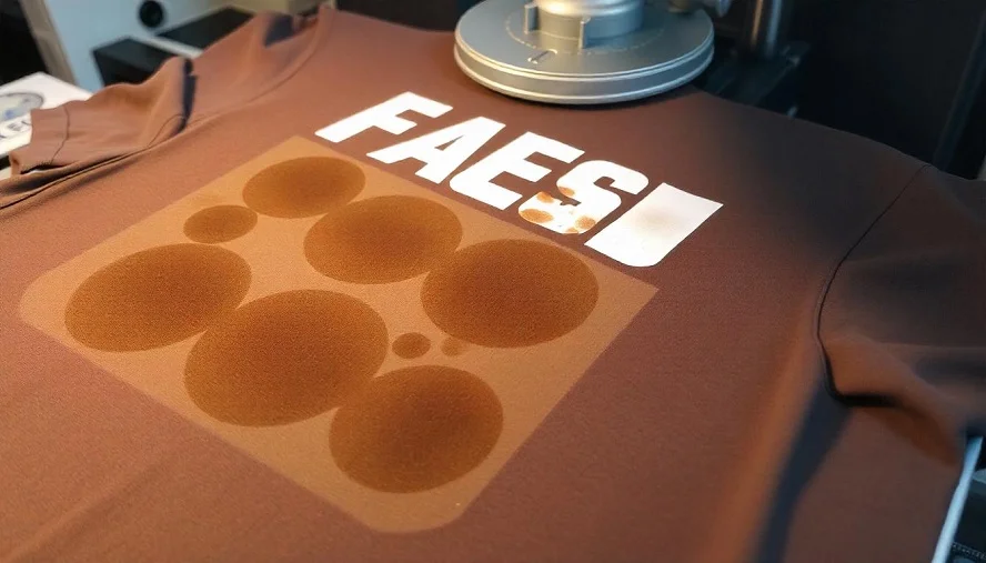 T-shirt showing uneven print due to small flaw bump on upper heat press platen.