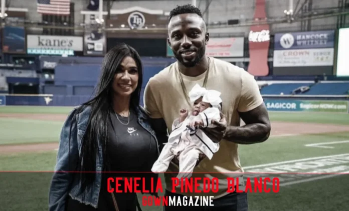 Cenelia Pinedo Blanco and Randy Arozarena family photo at baseball game showing Colombian heritage and MLB success