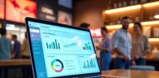 MSTStoreNet dashboard on laptop with retail tools, cloud storage, and analytics for 2025 business growth.