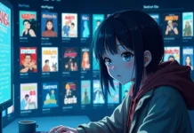MyReadignamga homepage interface showing manga library with popular titles and navigation menu on digital device