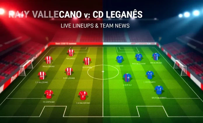 Rayo Vallecano vs CD Leganés lineups formation graphic with confirmed starting XI and tactical setup for Madrid derby